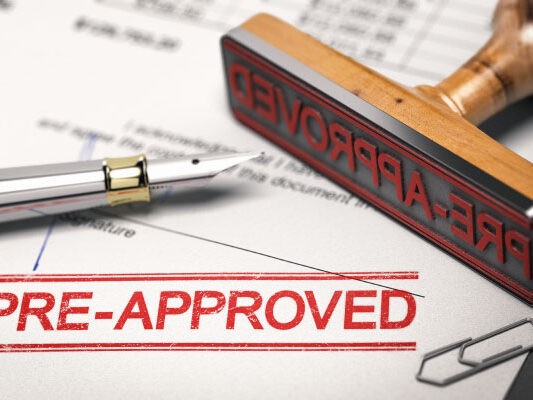 Printed document with rubber stamp and the word pre-approved - The power of preapproval - DG Pinnacle Home Loans - Miami Mortgage Lender