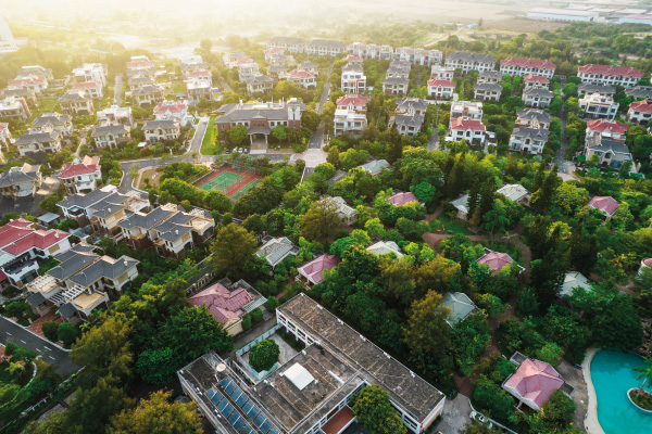 Aerial photography of luxury villa complex resort - Pros and Cons of an Adjustable-Rate Mortgage (ARM) - DG Pinnacle Home Loans - Miami Mortgage Lender